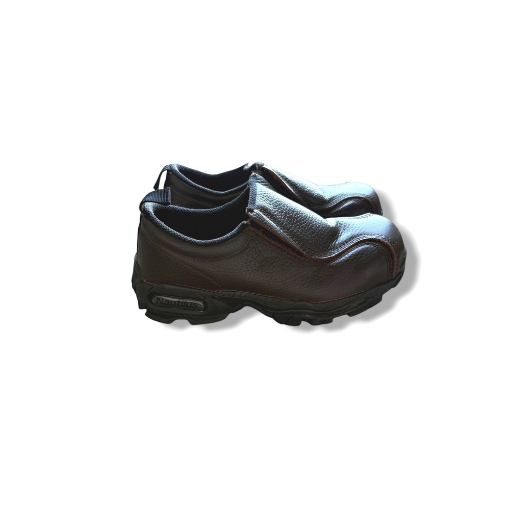 Nautilus N1621 Work Shoes Mens 7 Brown Leather Steel Toe Safety Slip On